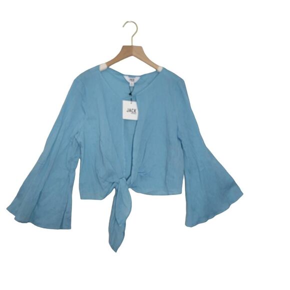 Jack BB Dakota Top Size Small Lake Blue Malia Front Tie Crop NWT - Picture 2 of 6